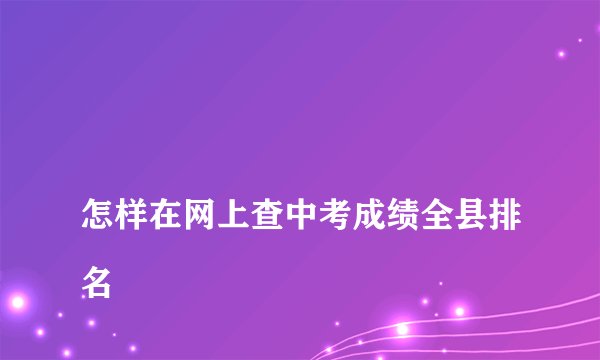 
怎样在网上查中考成绩全县排名

