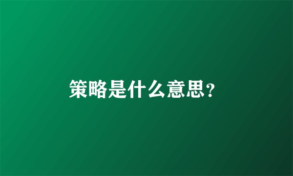 策略是什么意思？