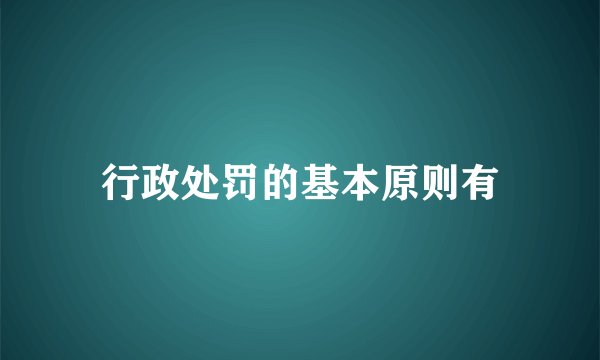 行政处罚的基本原则有