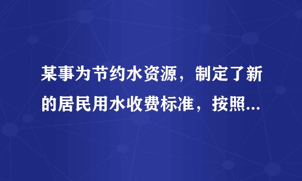某事为节约水资源，制定了新的居民用水收费标准，按照新标准，用户每月缴纳水费y 与每月用水量x之间的