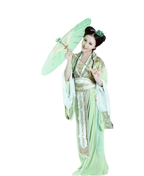 古代女子撑伞图