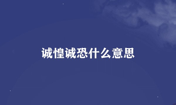 诚惶诚恐什么意思