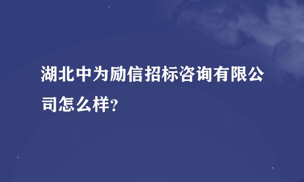 湖北中为励信招标咨询有限公司怎么样？