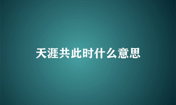 天涯共此时什么意思