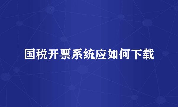国税开票系统应如何下载