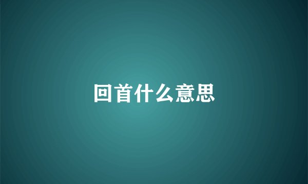 回首什么意思