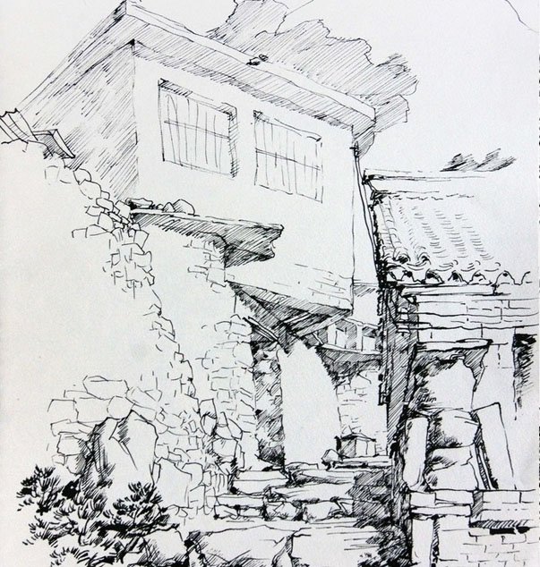 风景速写图片 铅笔