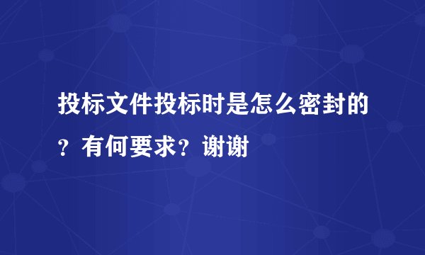 投标文件投标时是怎么密封的？有何要求？谢谢
