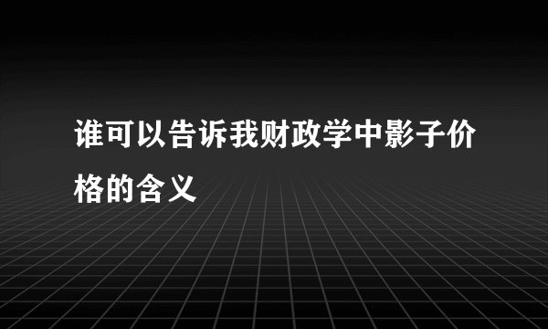 谁可以告诉我财政学中影子价格的含义