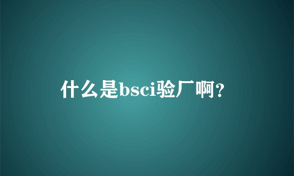 什么是bsci验厂啊？