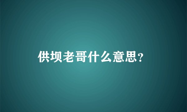 供坝老哥什么意思？