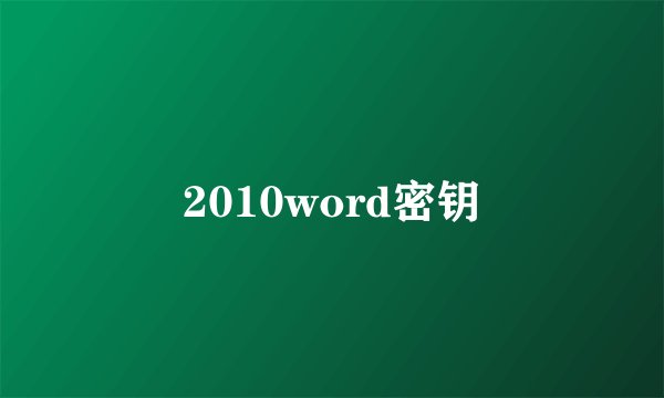 2010word密钥