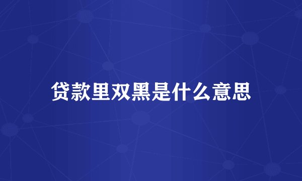 贷款里双黑是什么意思