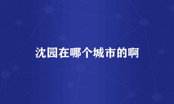 沈园在哪个城市的啊