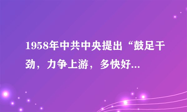 1958年中共中央提出“鼓足干劲，力争上游，多快好省地建设社会主义”的总路线，其中最容易发生问题的是