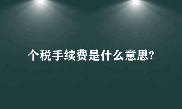 个税手续费是什么意思?