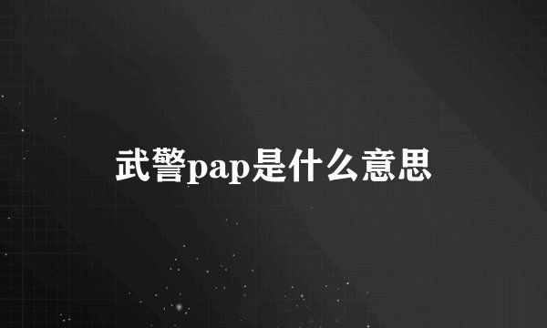 武警pap是什么意思