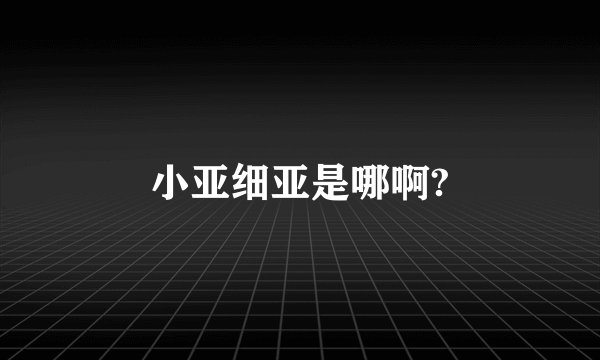小亚细亚是哪啊?