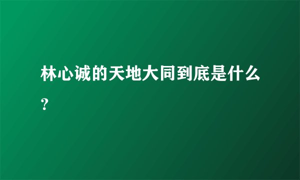 林心诚的天地大同到底是什么？