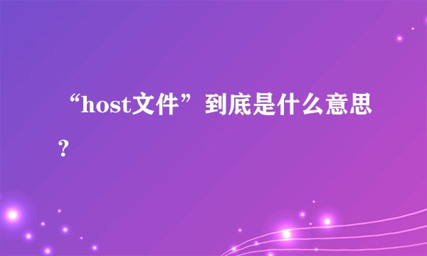 “host文件”到底是什么意思？