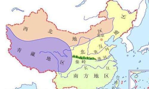 中国四大地理区域划分图