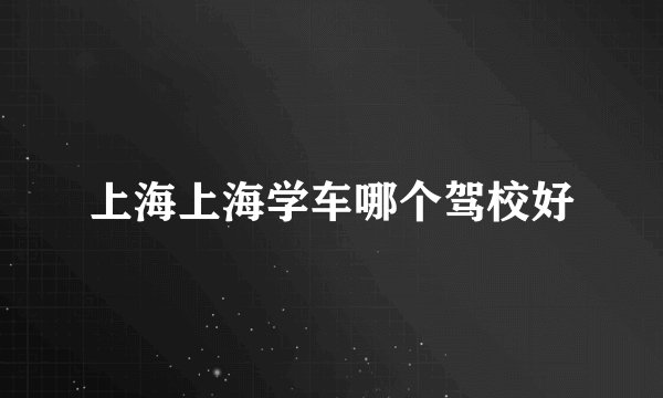 上海上海学车哪个驾校好