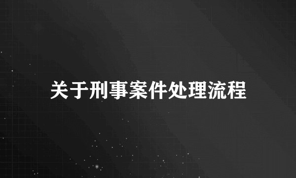 关于刑事案件处理流程