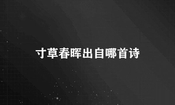 寸草春晖出自哪首诗