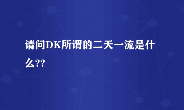 请问DK所谓的二天一流是什么??