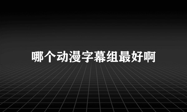 哪个动漫字幕组最好啊