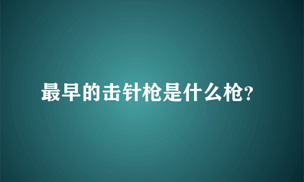 最早的击针枪是什么枪？