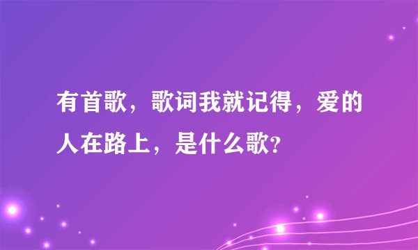 有首歌，歌词我就记得，爱的人在路上，是什么歌？