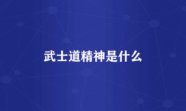 武士道精神是什么