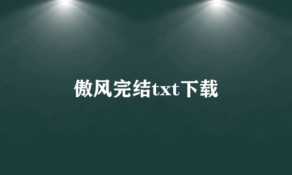 傲风完结txt下载