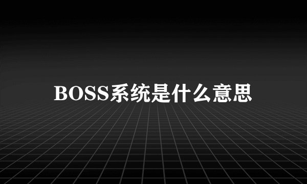 BOSS系统是什么意思