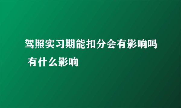 驾照实习期能扣分会有影响吗 有什么影响