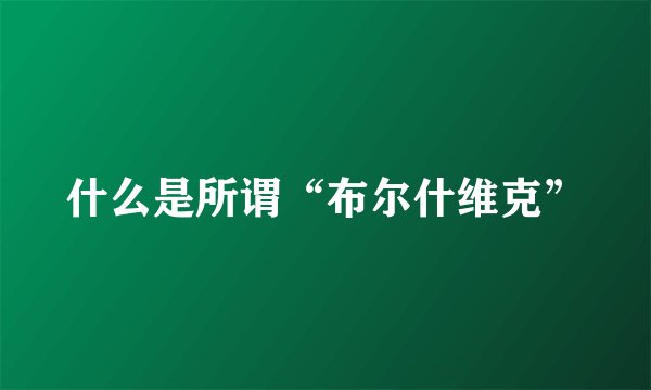 什么是所谓“布尔什维克”