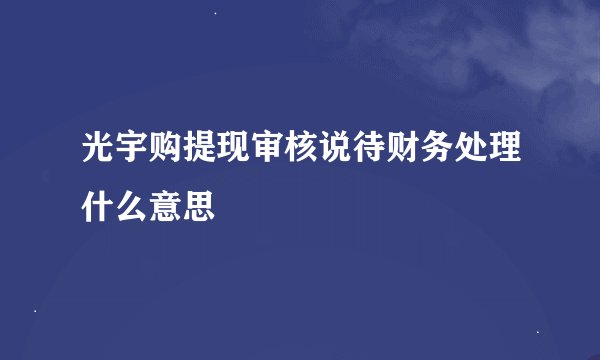 光宇购提现审核说待财务处理什么意思