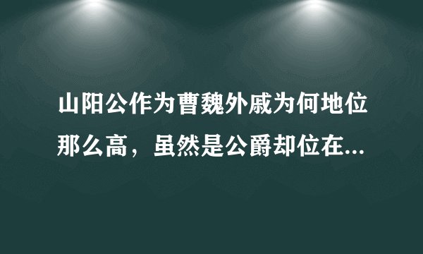 山阳公作为曹魏外戚为何地位那么高，虽然是公爵却位在王爵至上，而且山阳公的女儿只是贵人