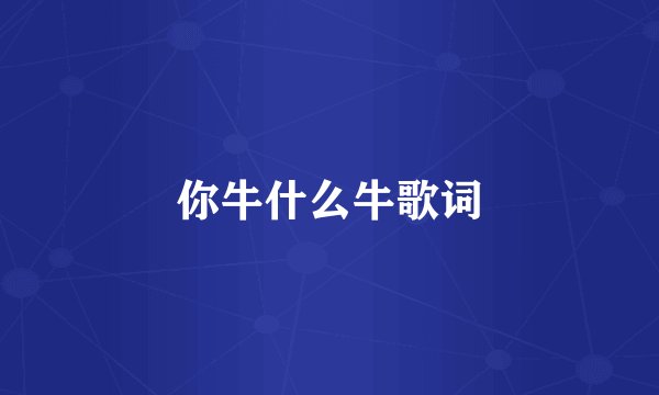 你牛什么牛歌词