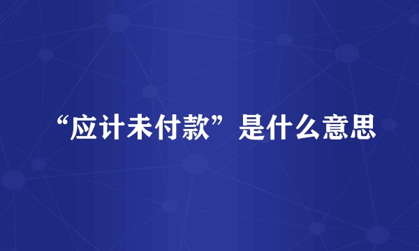 “应计未付款”是什么意思