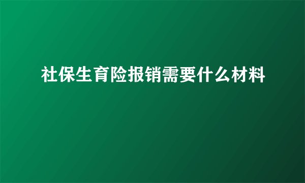 社保生育险报销需要什么材料