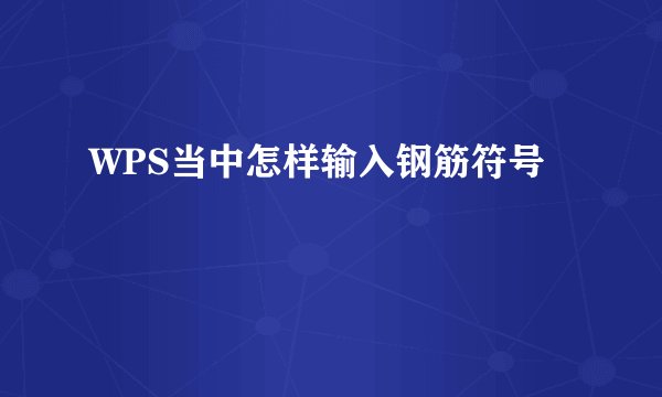 WPS当中怎样输入钢筋符号