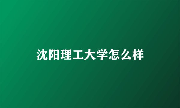 沈阳理工大学怎么样