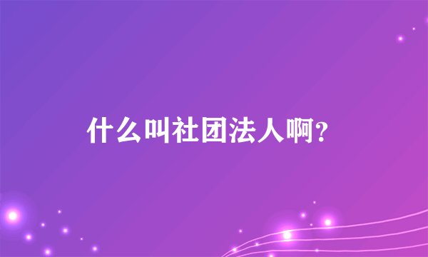 什么叫社团法人啊？