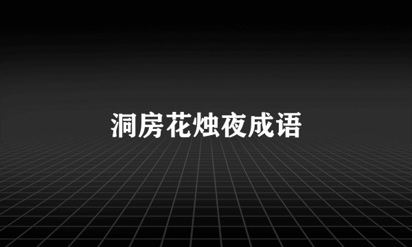洞房花烛夜成语