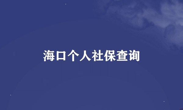 海口个人社保查询