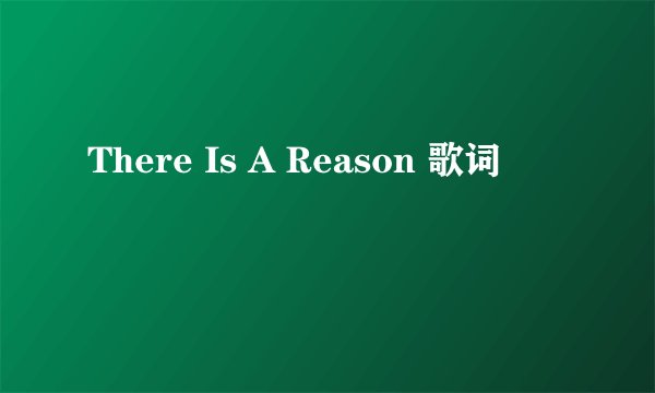 There Is A Reason 歌词
