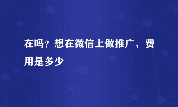 在吗？想在微信上做推广，费用是多少