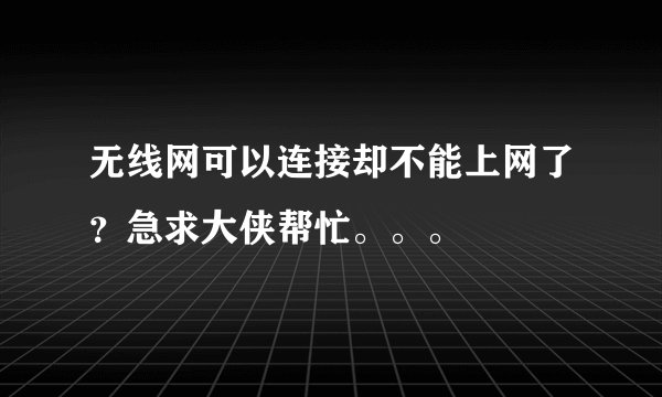 无线网可以连接却不能上网了？急求大侠帮忙。。。